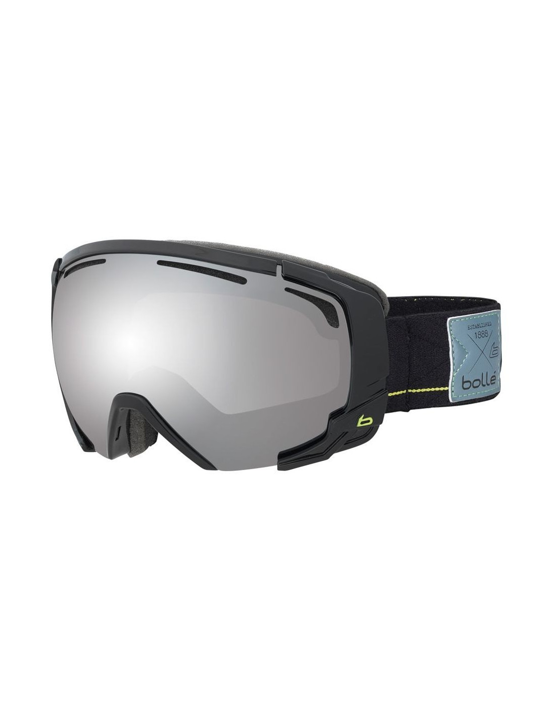 Masque de ski Bolle Supreme Otg Shiny Black and Lime Black Chrome S3