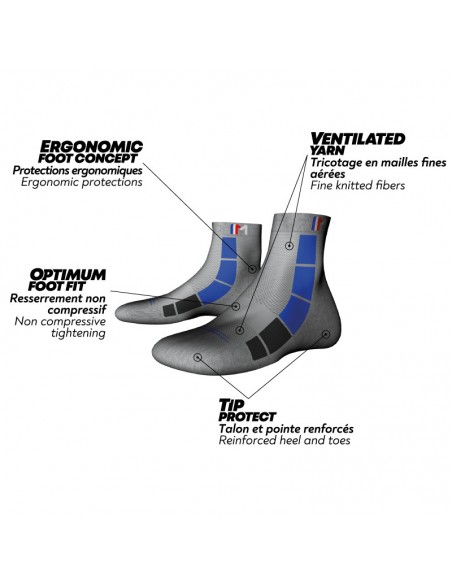 Chaussettes de Randonnée Techniques Monnet Mid Air Bleu