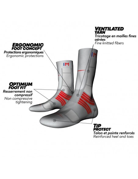 Chaussette Monnet Trek Air Rouge
